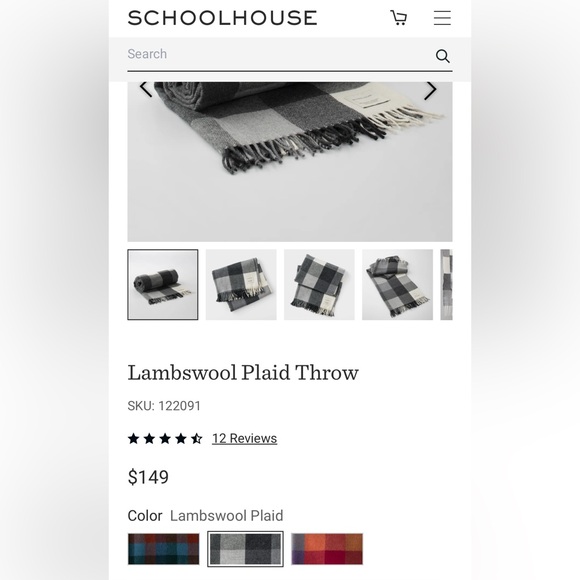 Schoolhouse 100% Merino Lambswool Plaid Throw Blanket - Picture 7 of 8